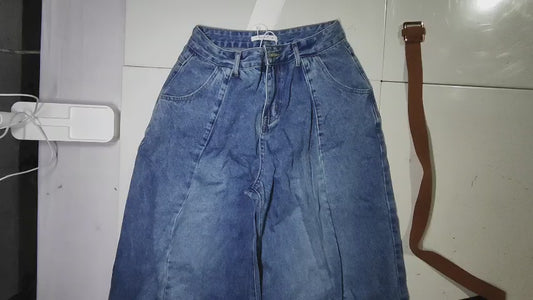 [642]MM  2025 Spring New Korean Style Retro Casual High-Waisted Slimming Loose-Fit Wide-Leg Jeans for Women