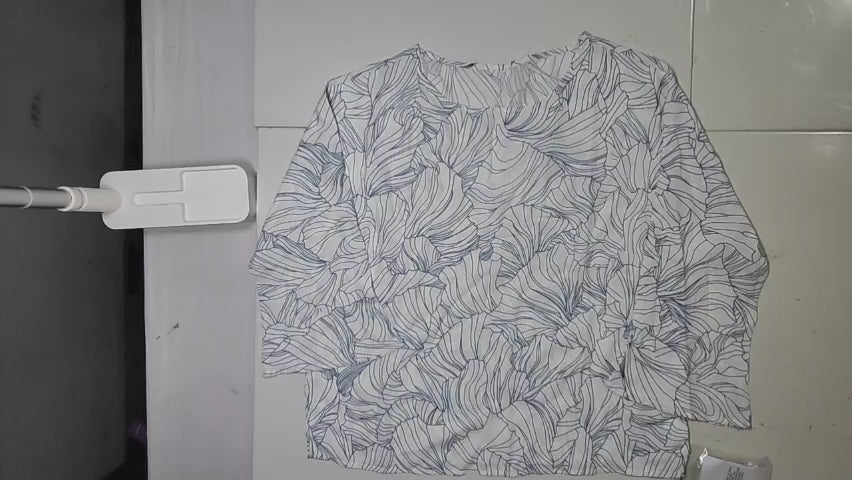 [297]NM 2023 Summer Retro Print Silk Round Neck Slouchy Top for Women - Age-Defying and Brightening Three-Quarter Sleeve Blouse