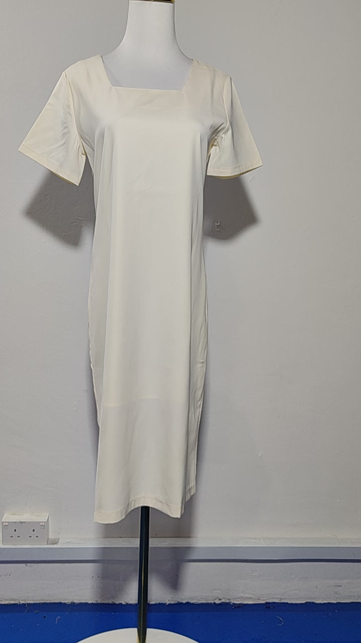 [524]GM   High-end French-style square-neck short-sleeve dress for women