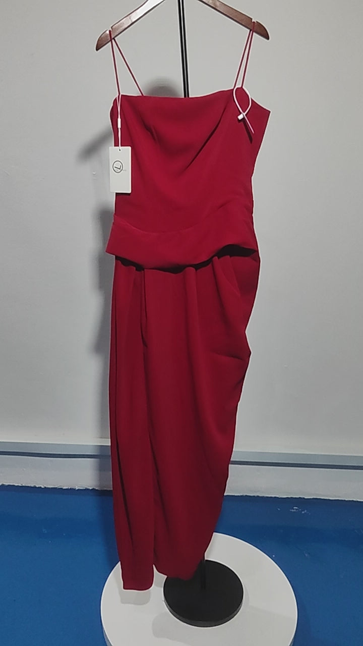 [182]G     Note of love Red Elegant Simple Bride Wedding Engagement Toasting Dress False Two-Piece Strapless Long Evening Gown