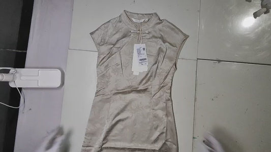 [975]MS Mohan Yimei New Chinese Style Buttoned Placket Modified Cheongsam Silk Jacquard Dress 2024 Summer New Arrival Dress
