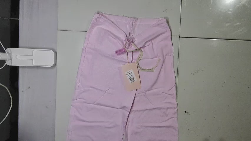 [741]MM  Women's 2025 New Lightweight Summer Pink Striped Casual Wide-Leg Pants for Petite Figures, Loose Straight Fit, Relaxed Style