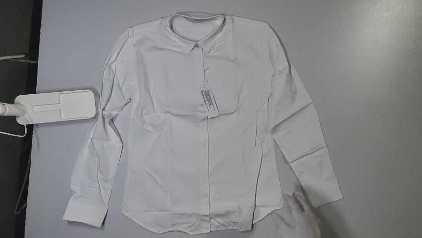 [418]GM  White Shirt Women's Long-Sleeved Elastic Anti-Wrinkle Bamboo Fiber Professional Formal Work Clothes Work Interview Concealed Button Shirt