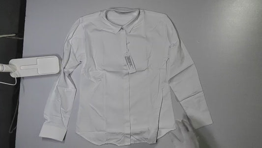 [418]GM  White Shirt Women's Long-Sleeved Elastic Anti-Wrinkle Bamboo Fiber Professional Formal Work Clothes Work Interview Concealed Button Shirt