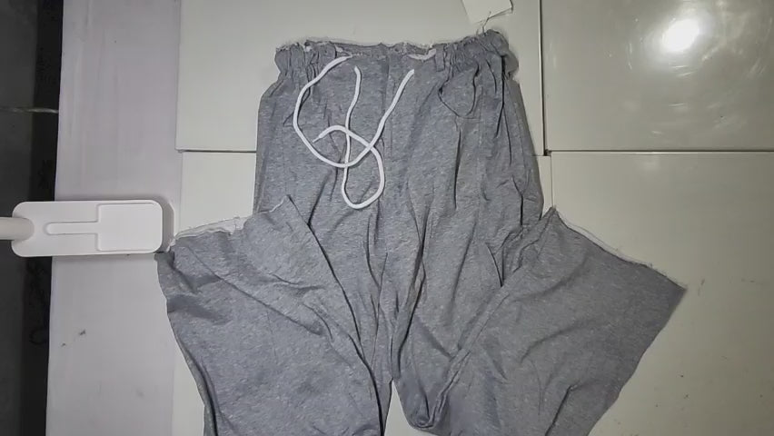 [813]GM   Women's Spring and Autumn Gray Wide-Leg Casual Pants 2025 New Collection Trendy American Retro Design Long Pants