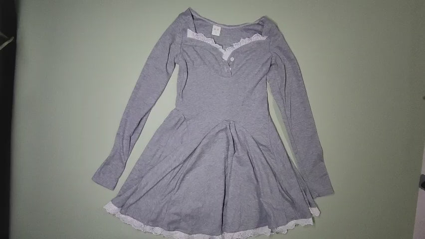 [403]MM  Fall New Arrival Pure and Tempting Style Elegant High-End Body-Hugging Slimming Sweet Lace Trim Empirical Waist A-Line Dress