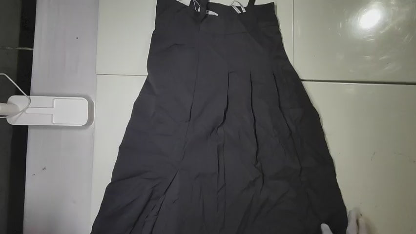 [637]GM  [Promotion Price] Women's Xiangying Preppy Style Gray Pleated Skirt 2025 Summer New Arrival Elegant Mid-Length High-Waist A-Line Skirt