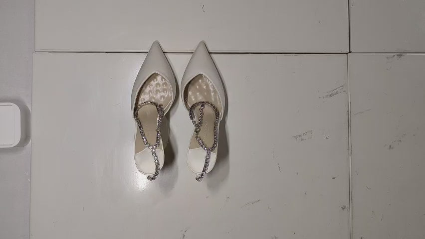 [326MR] ¡¾Promotional Price¡¿Love Design Gold Rhinestone Sandals Women's Designer Exclusive Crystal Ankle Ring High Heels Summer Women Thin Heels Pair with Skirts