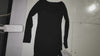 [452]GM  Black Asymmetrical Tailored V-Neck Dress Women's Autumn French Elegance Shoulder-Baring Long Sleeves Inner Layer Bodycon Skirt