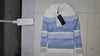 [923]GM   Lashabell Gradient Blue Stripe V-Neck Sweater Women's 2025 Autumn New Arrival Slimming Elegant Top