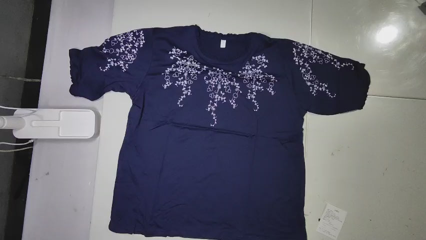 [879]GM  High-end foreign trade export brand cut label summer large size retro bohemian floral print women's short-sleeve top lantern T-shirt