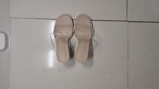 [309J]M Women's 2025 Summer New Arrival Transparent Crystal Thick Heel Waterproof Platform Single Strap Sandals Outdoor Flip-Flops