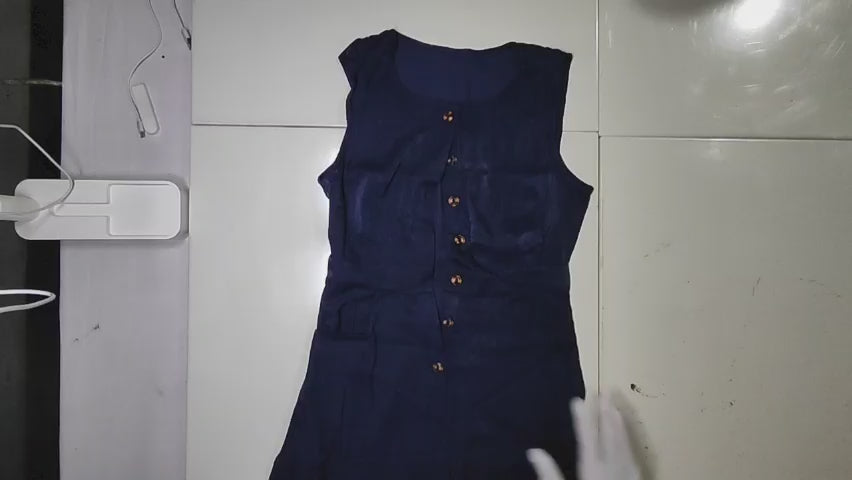 [271]GS   Store Clearance Summer New Arrival Retro Hong Kong Style Designer Slimming Elegant Blue Sleeveless Dress