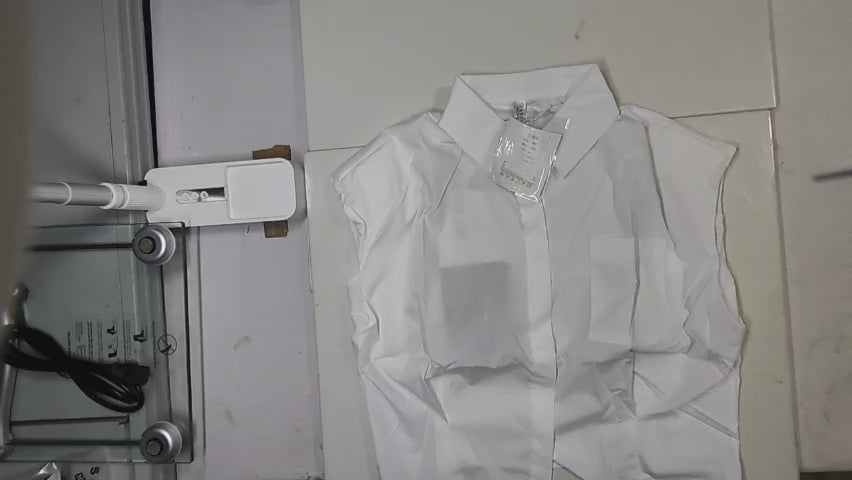 [049]GM   French Chic White Short-Length Sleeveless Shirt with Shoulder Pads, Unique Design for Women, Summer