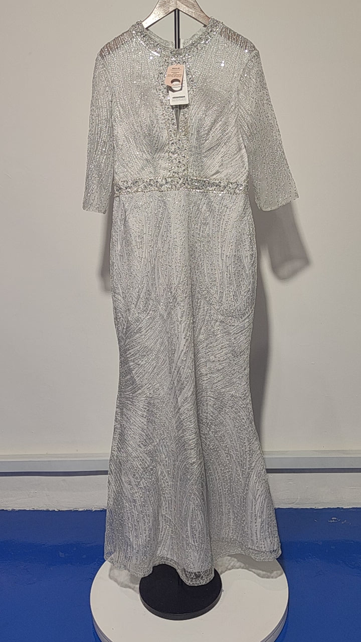 [706]M   New Silver-Gray Long-Length Mermaid Evening Gown for Women - High-End Hostess Dress for Annual Party