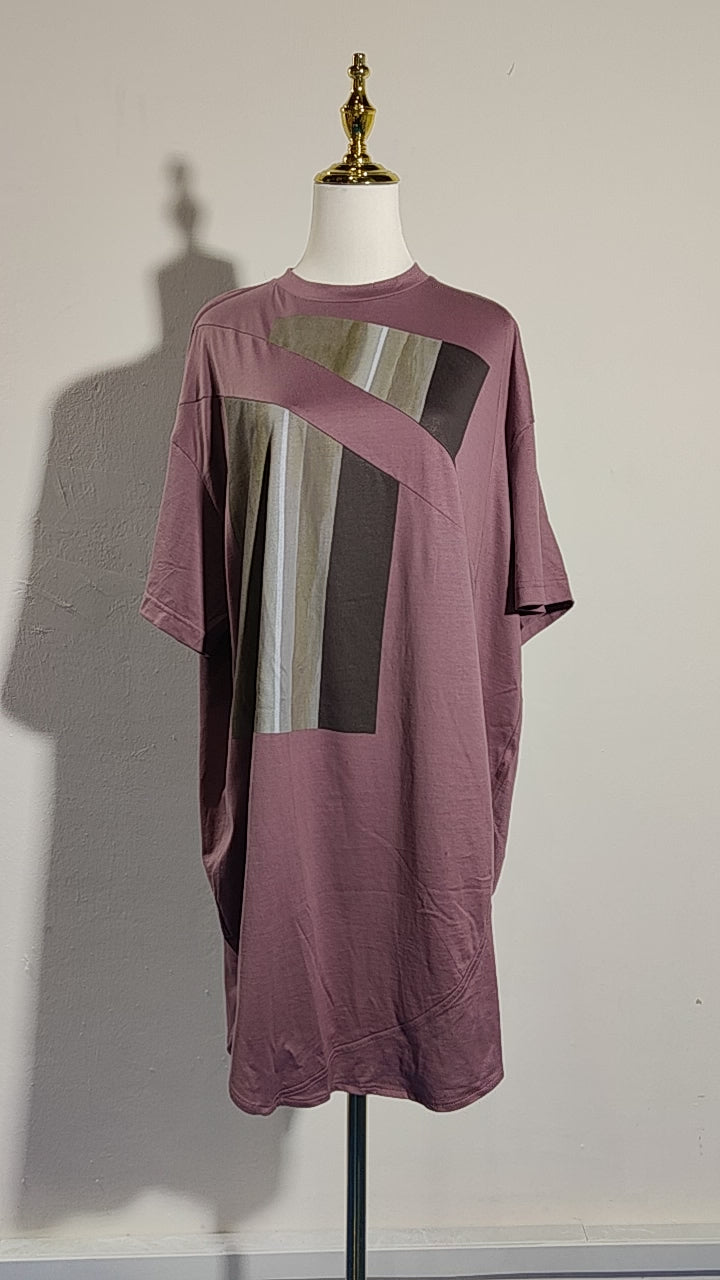 [359]GG     Summer New Print Pure Cotton Designer Long T-Shirt Women