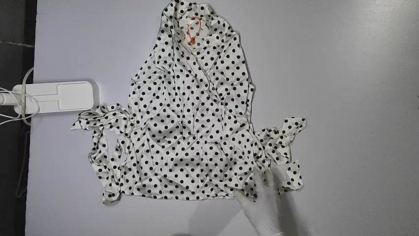 [028]GS  Toumei 2024 Summer New Collection High-end Mulberry Silk White Polka Dot V-neck Sleeveless Blouse Heavyweight Silk Tailored Top