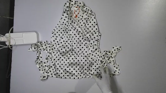 [028]GS  Toumei 2024 Summer New Collection High-end Mulberry Silk White Polka Dot V-neck Sleeveless Blouse Heavyweight Silk Tailored Top