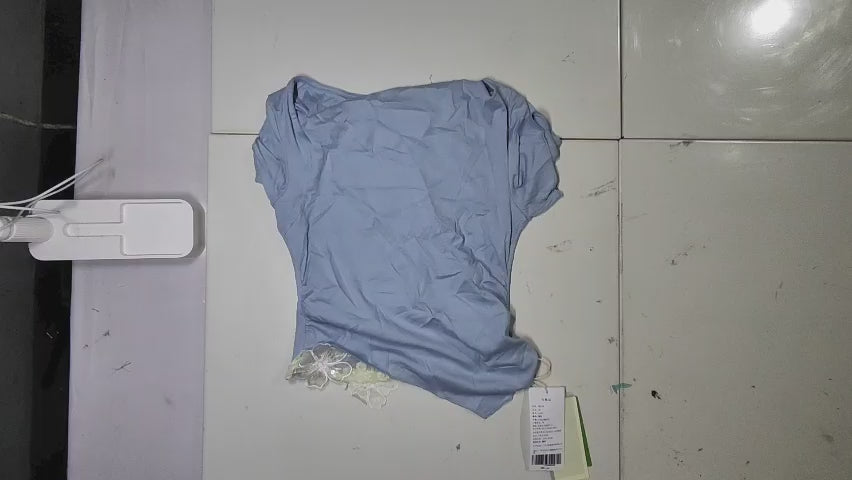 [367]MS Lu Xiangnan "Milk Blue Puff" Blue Loose T-shirt Summer New Arrival Designer-style Collar Women's Top