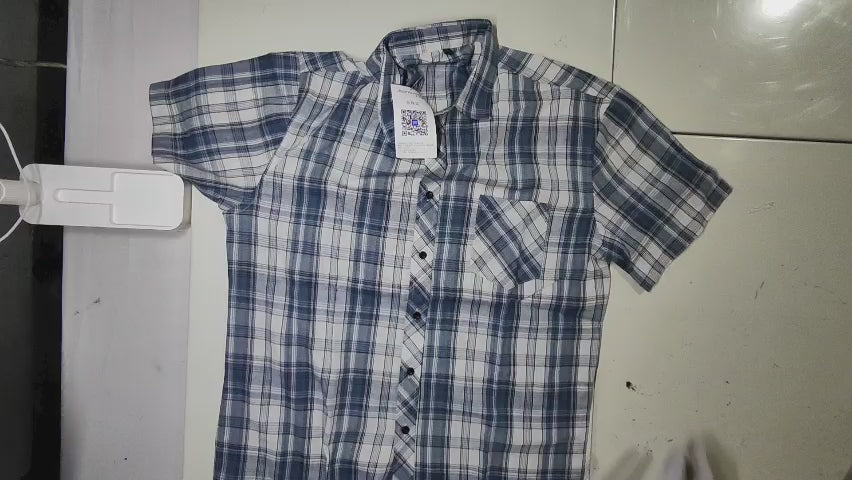 [264]MM  Men's Summer Casual Short Sleeve T-Shirt Trendy Versatile High-End Lightweight Checkered Collared Shirt