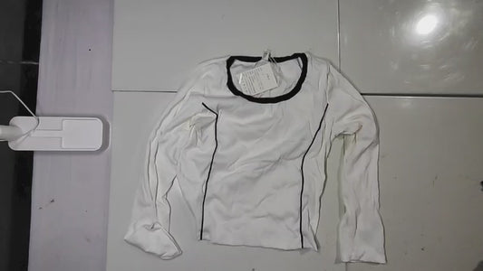 [944]GM  Plus Size Women's Tummy Control Color-Blocked Fishbone Long Sleeve T-Shirt for Autumn - Slimming Unique Base Layer Top for Curvy Girls