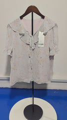 [433]M   Qiushuiyiren Women's Puff Sleeve French Chiffon Top 2025 Summer New Arrival Casual Fashion Floral Print Designer-Style Top