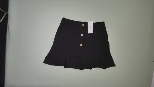 [459]GM   Plus-Size Ruffled Mermaid Skirt Summer Versatile High-Waisted Slimming A-Line Skirt Large Size Black Bodycon Short Skirt