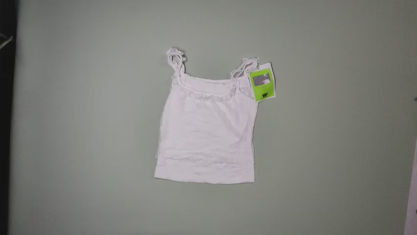 [281]GM    White Sweet Bow Fake Two-Piece Small Camisole Women's Summer Slim-Fitting Pure Desire Short Top Worn Inside and Outside
