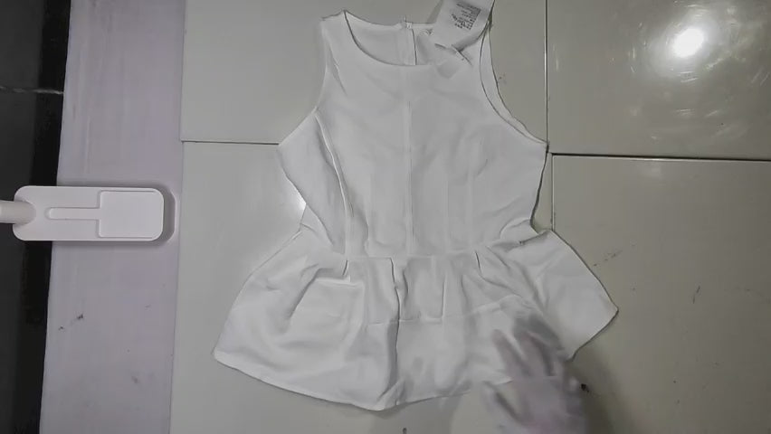 [808]NM Sleeveless Top with Ruffled Edges, American-style White, Slimming, Sweet and Spicy Style, Women's Summer Outfit