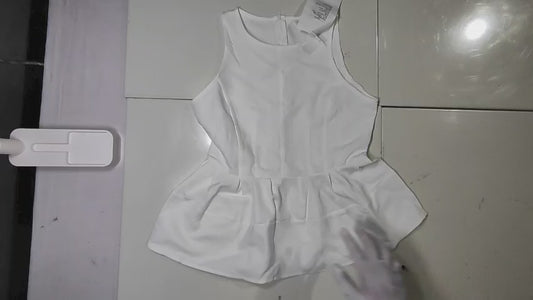 [808]NM Sleeveless Top with Ruffled Edges, American-style White, Slimming, Sweet and Spicy Style, Women's Summer Outfit