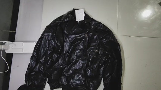 [144]GM  Women's Sweet and Cool PU Leather Jacket Fall New Arrival Design-Driven Niche Loose Fit Versatile Slimming Motorcycle Jacket Trendy