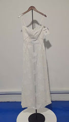 [699]G  Ouyang Nana Ivory White Strapless Fishbone Tailored Waist Island Resort Floor-Length Beach Evening Gown