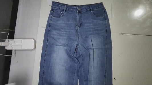 [155]GS   Plus Size Women's 2025 Spring New Arrival Fashionable High Waist Wide Leg Jeans Plus Size Loose Fit Slimming Straight Leg Tapered Jeans