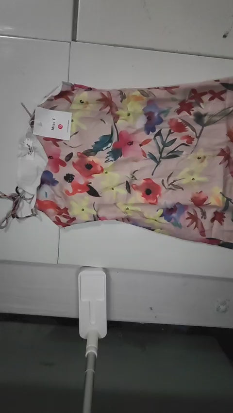 [908]GS    High-End 2025 Summer Floral Print Strapless Chiffon Dress for Women - Stylish Petite Design with Tailored Waist