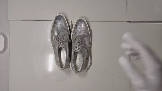 [723]NM 36 Size Embossed Cow Leather Genuine Leather Color-Blocked Wobble Sole English Women's Brogue Deep Toe Sneakers D113-3