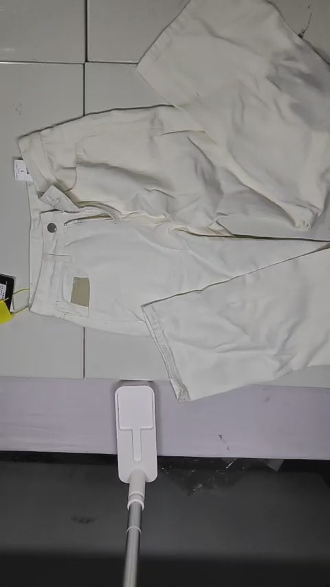 [852]MS [Promotion] Women's White Straight-Leg Jeans Spring 2025 New Collection Beige Loose Fit Petite Designer Slim Wide-Leg Pants