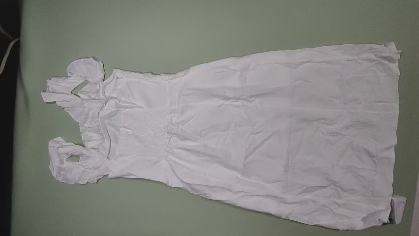 [372]MM  Vinonita Unique Design White Puff Sleeve Dress for Women Elegant Petite Summer Dopamine Long Dress