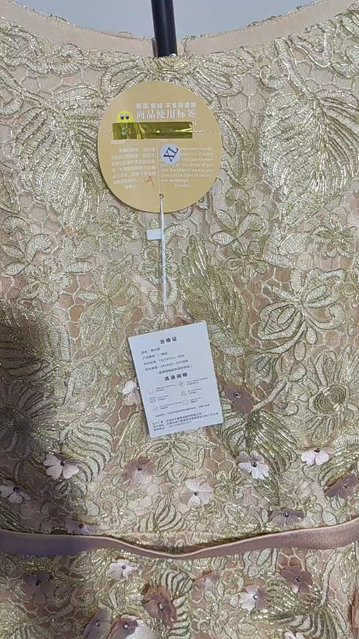 [474]G  Champagne Color 2024 New Collection Elegant Mother of the Bride Wedding Dress, Luxurious Mother-in-law Mother Dress