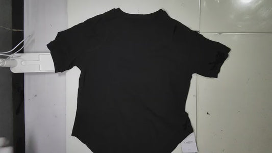 [052]MM Plus Size Women's Summer Short-Sleeve T-Shirt with Curved Shoulder Cut, Loose Fit Mid-Length