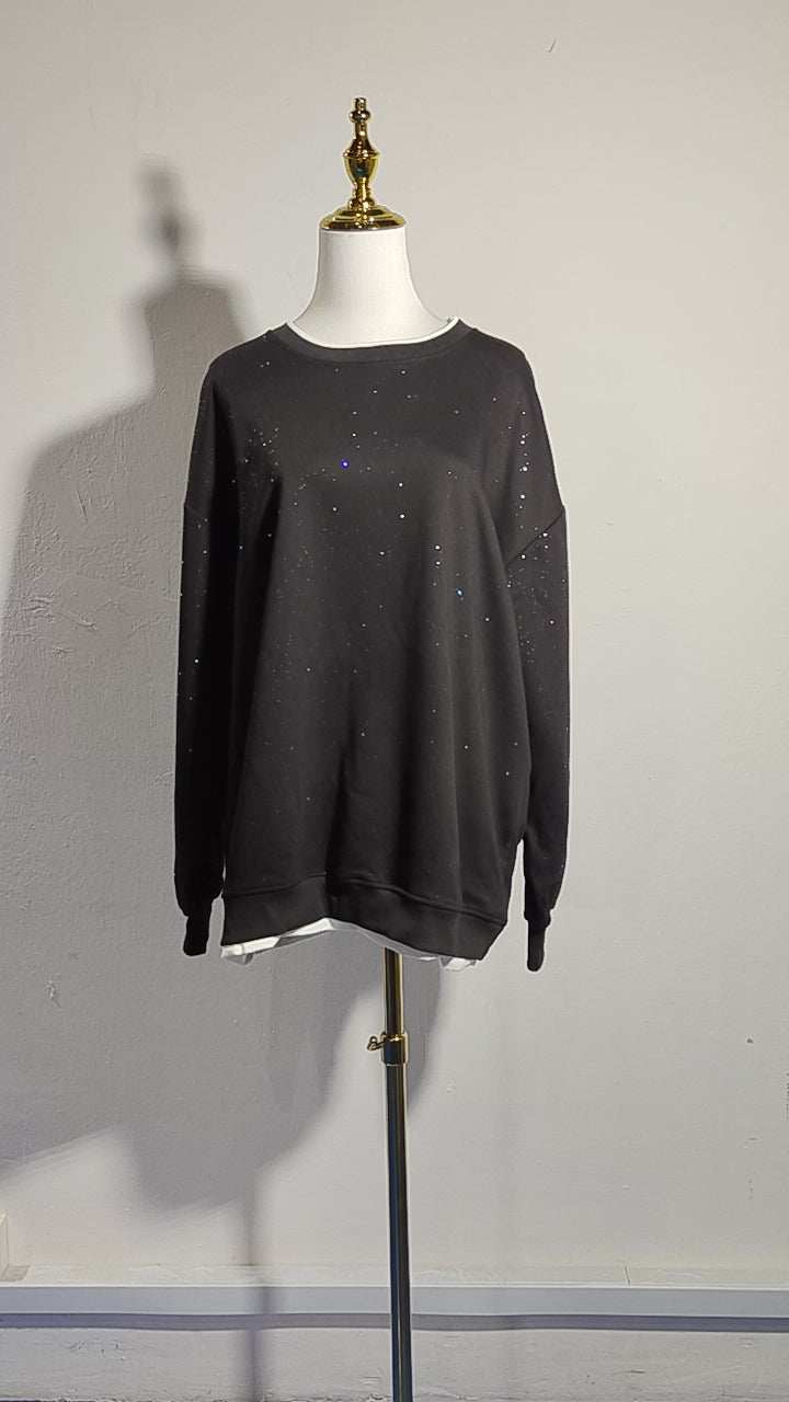 [380] MMMJ   Starry Crew Neck Sweatshirt, Autumn & Winter American Trendy Casual Top for Men