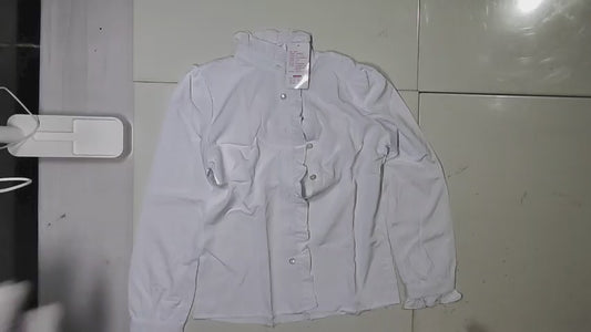 [483]GS    Lace Shirt French Style High-End Lotus Leaf Stand Collar 2024 Shirt Spring & Fall New White Shirt Chic Top