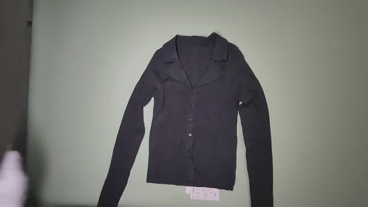 [817]MM  Korean Vintage Polo Inner Layer Gray Knit Sweater Women's Autumn Winter New Design Cardigan Top