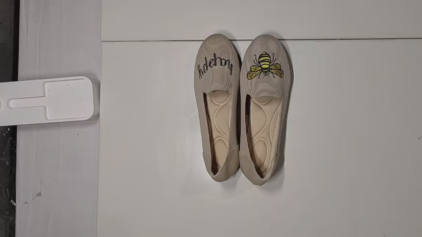 [592]JS Cute Cartoon New Women's Casual Round Toe Flat Doudou Shoes Flyknit Princess Shoes Large Size Women's Shoes 41-43