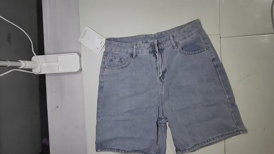 [241]MS Women's Summer Large Size New Arrival Retro Distressed High Waist Slimming Wide Leg 5-Inch Denim Shorts Versatile Mid-Length Pants