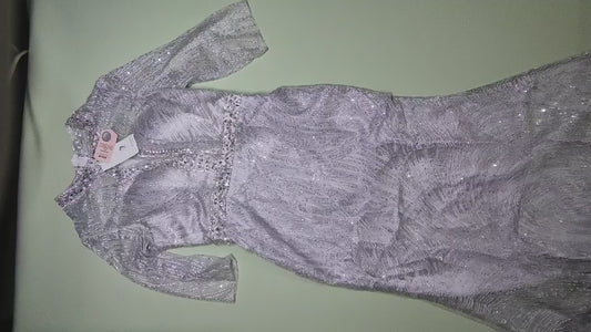 [706]GN   New Silver-Gray Long-Length Mermaid Evening Gown for Women - High-End Hostess Dress for Annual Party