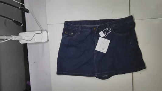 [766]NM Summer Plus Size Deep Blue Denim Skirt High Waist Loose Big Size Slimming Tummy Control A-Line Skirt