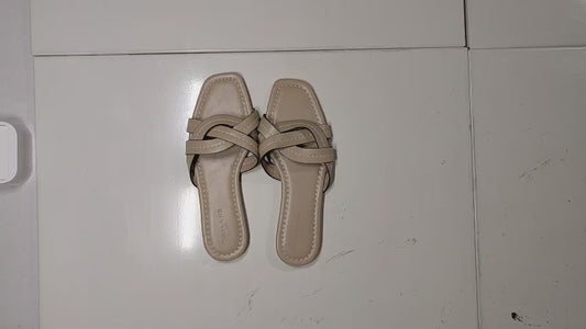 [657]JS Run into Spring |chic Walking on the Streets of Seoul Retro Square Toe Braided Versatile Slippers