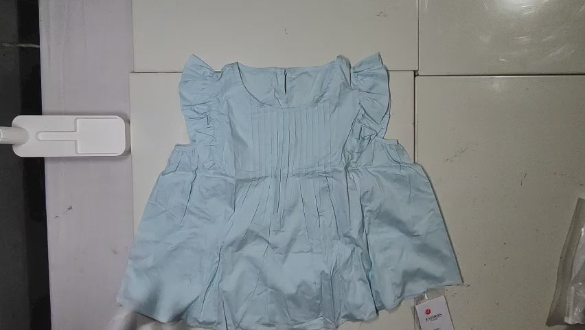 [510]MM  Guangzhou Thirteen Rows Best-selling Women's Clothing Bargain Hunt ~ Ruffled Cap Sleeves Pleated Shirt for Women Summer Designer Unique