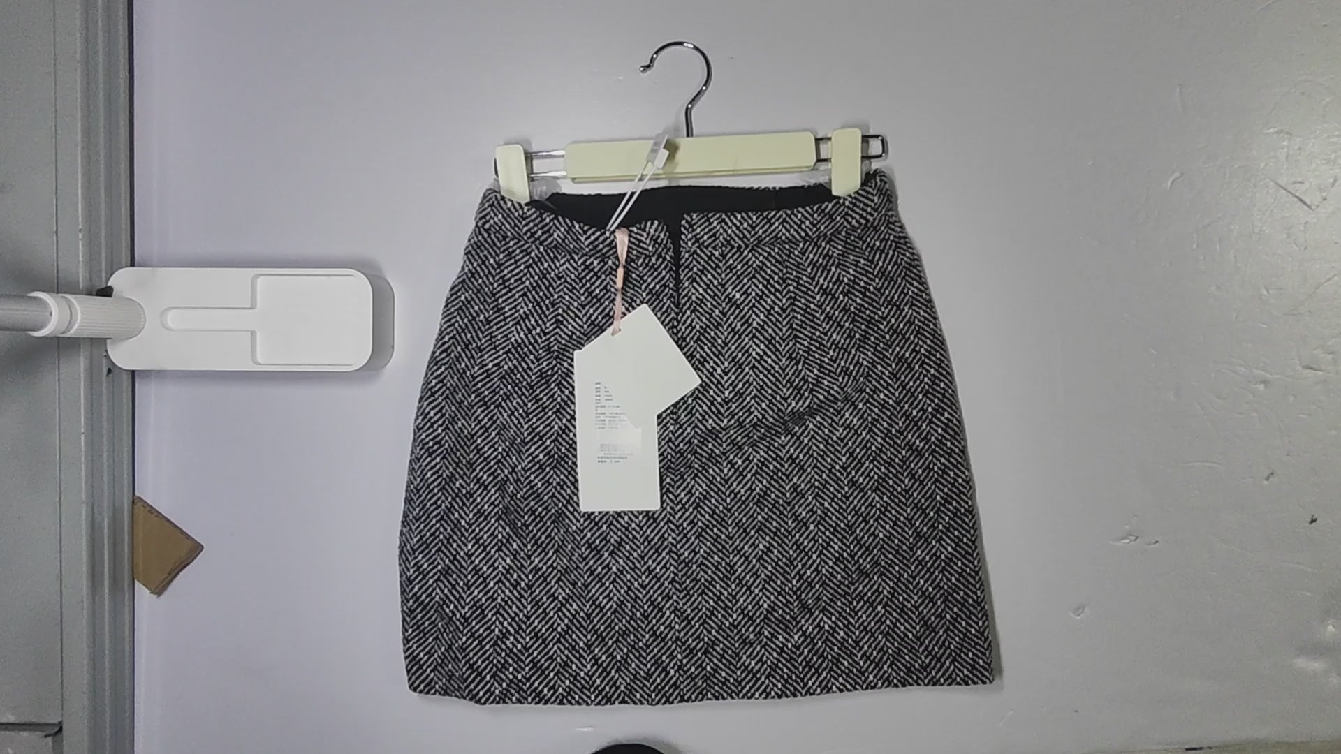 [971]GM  MandyZhang Hand-Embellished with Diamonds and Sequins Gray Herringbone Chanel-Inspired Suit Princess Coat and Skirt Two-Piece Set