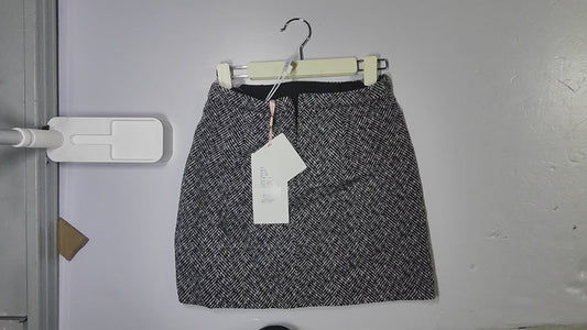 [971]GM  MandyZhang Hand-Embellished with Diamonds and Sequins Gray Herringbone Chanel-Inspired Suit Princess Coat and Skirt Two-Piece Set